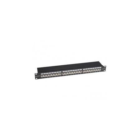 Swe-Tech 3C Rackmount 24 Port Shielded Cat6A Patch Panel, Horizontal, 110 Type, 568A and  568B Compatible, 1U FWT675-24C6AS